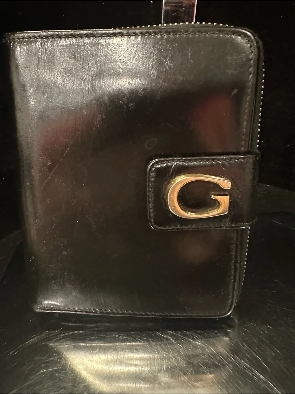 Gucci #252 VINTAGE Leather Compact Wallet Stunning Red Interior